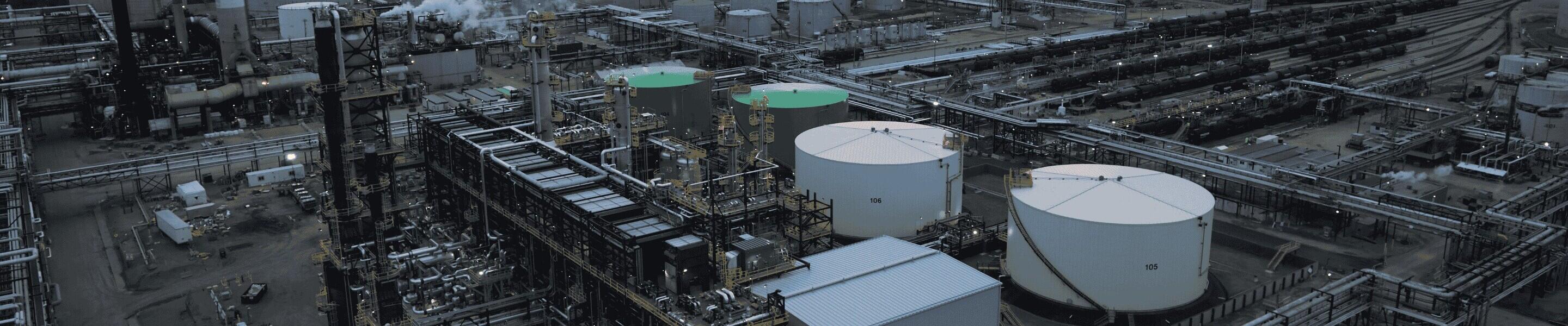 Arial view of Strathcona refinery in Canada.
