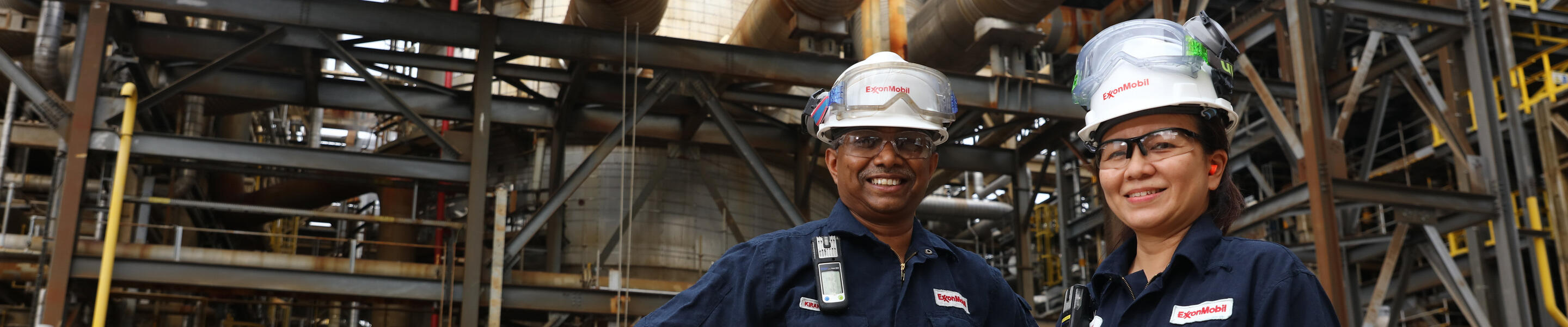 Singapore olefins plant employees in protective gear