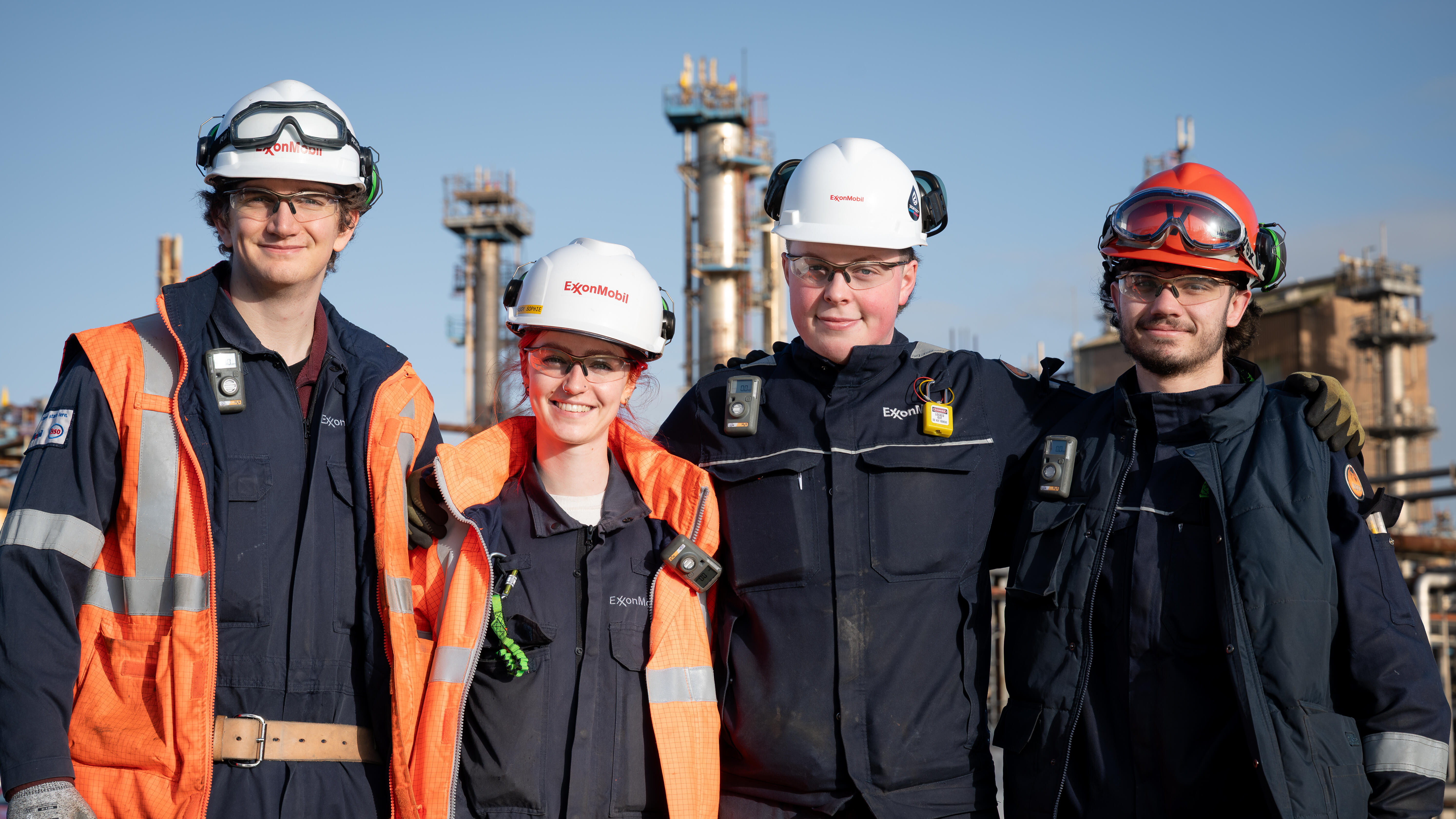 four participants in ExxonMobil Fawley apprenticeship program