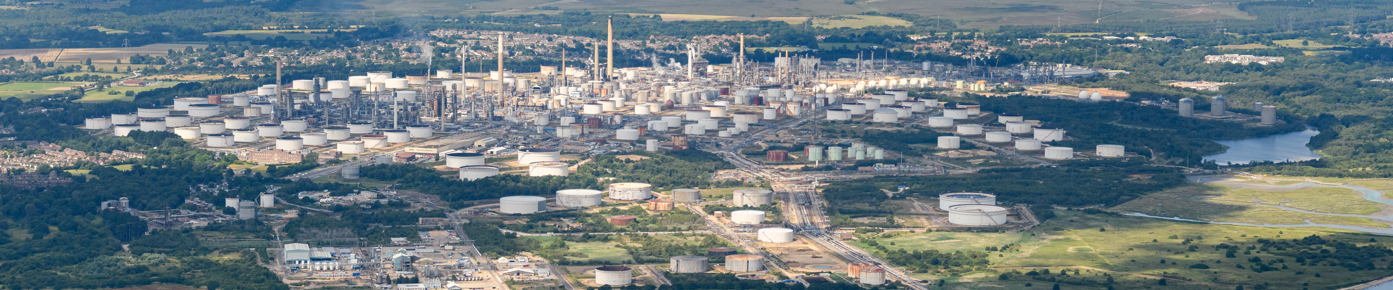 aerial view of ExxonMobil facility in Fawley (UK)