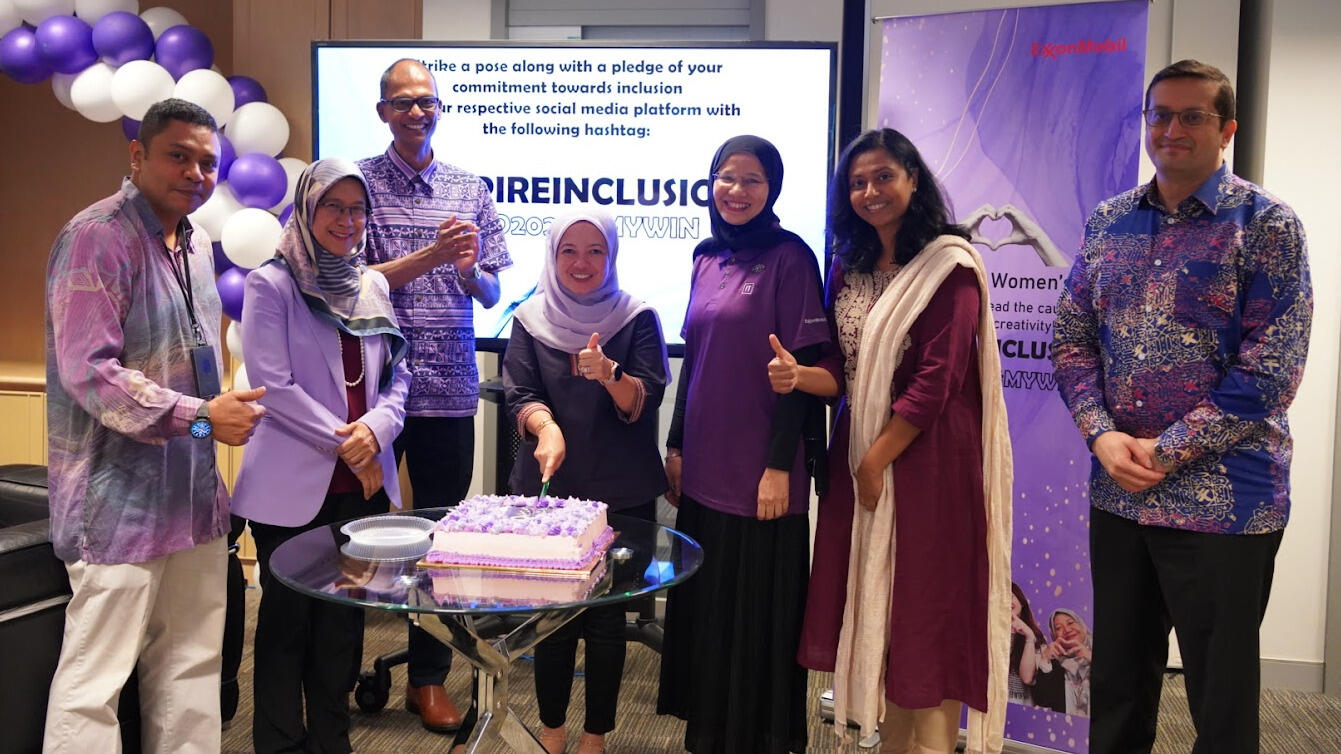 group of ExxonMobil Malaysia employees celebrating International Women's Day,