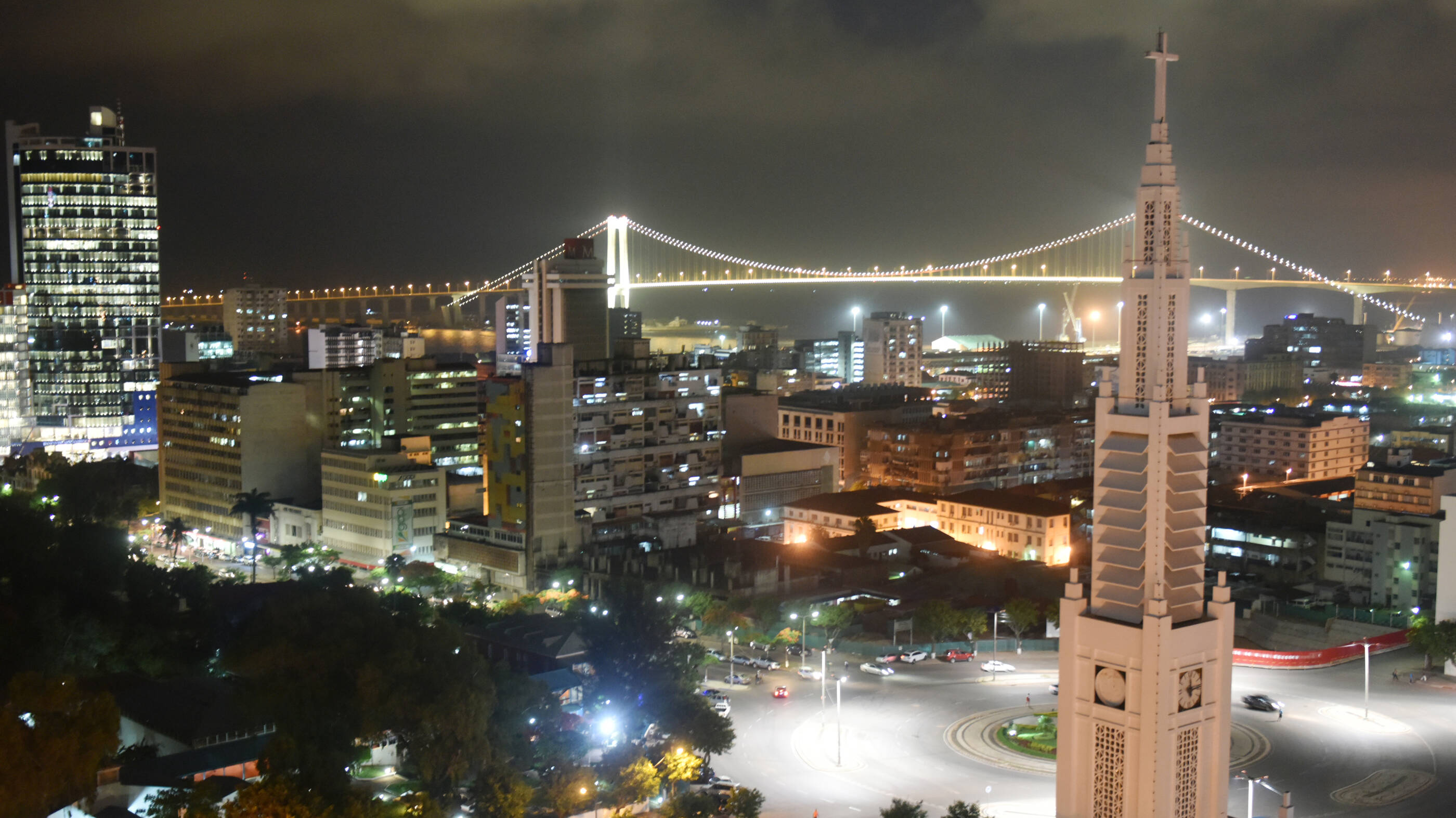 Maputo Mozambique's Katembe bridge at night