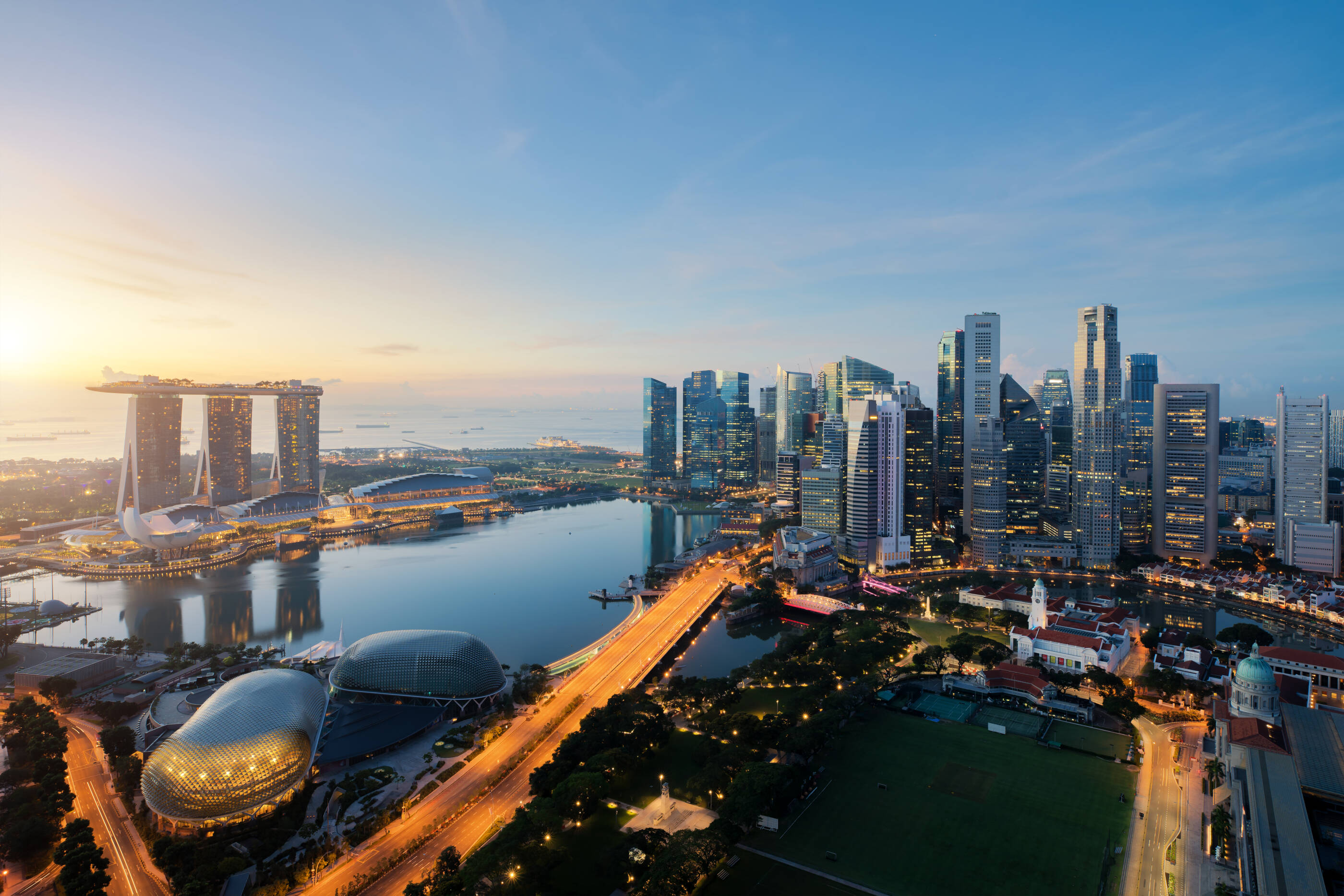 Singapore skyline at night