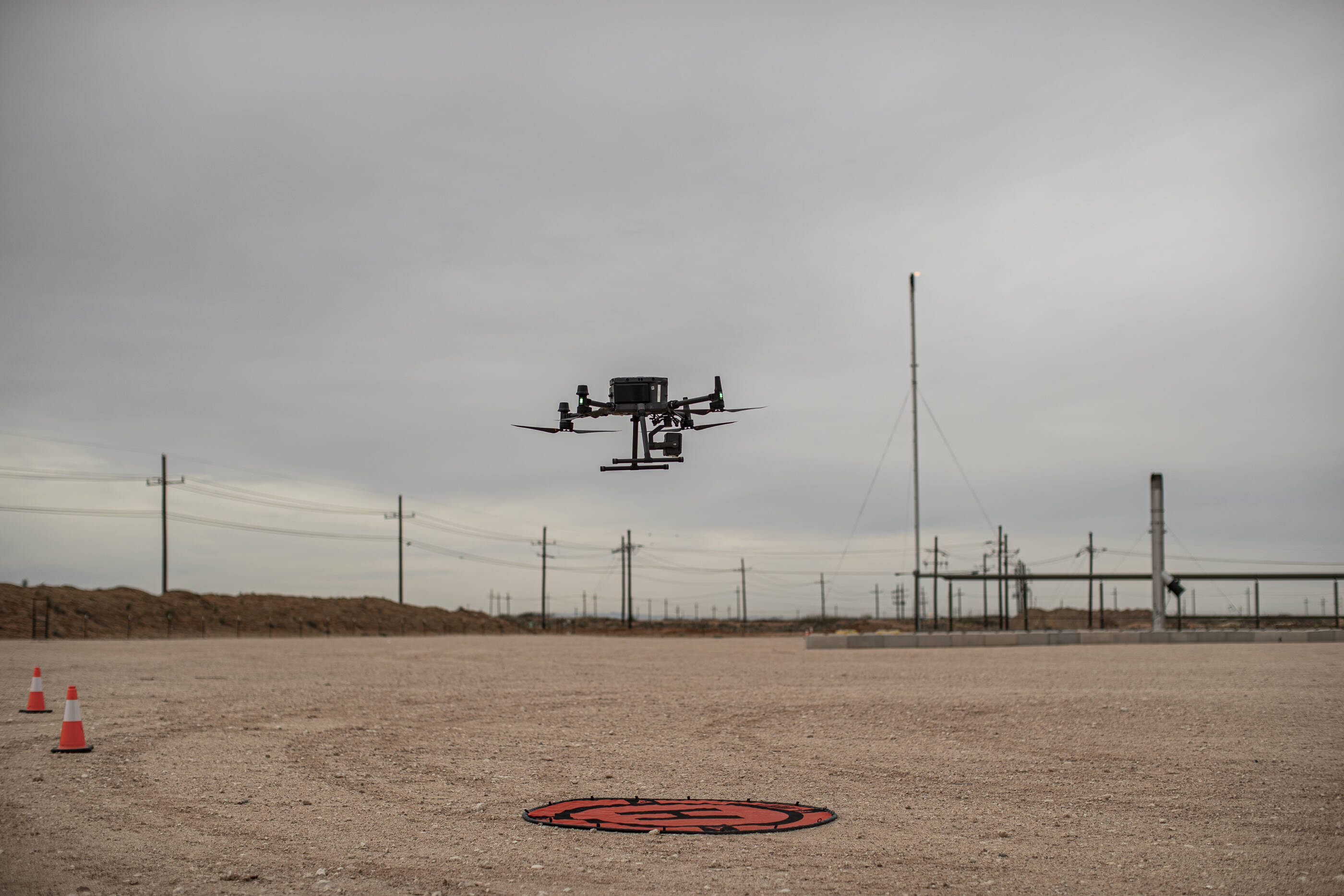 Drone flying in the Permian Basin