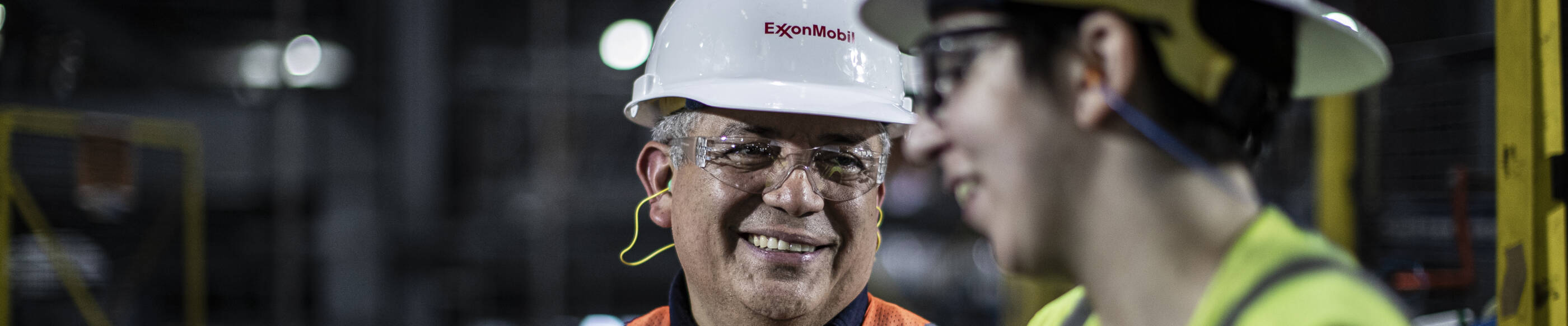 Employees wearing safety gear at Mont Belvieu Plastics Plant