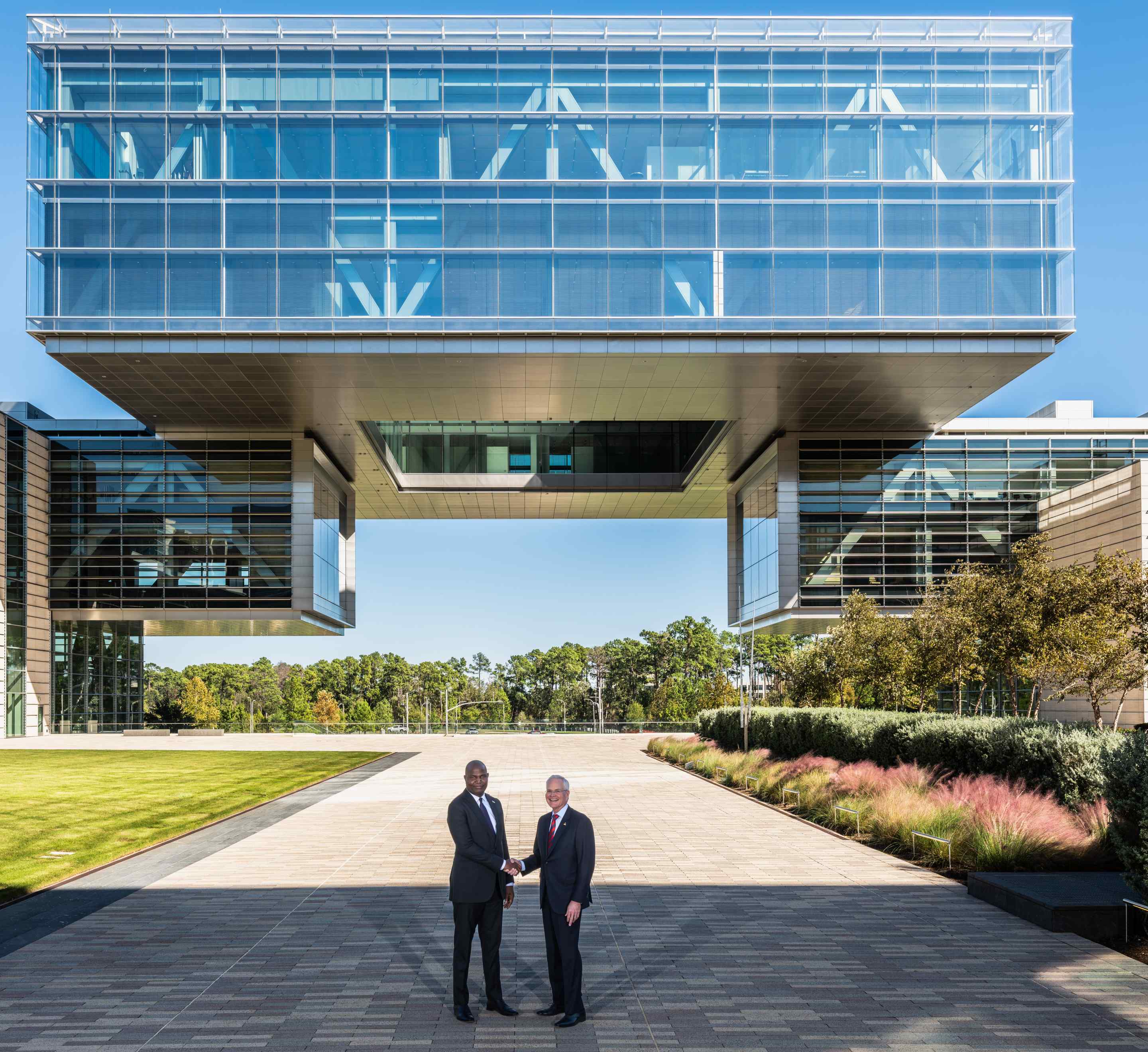 Mozambique's President Chapo meets with Darren Woods at ExxonMobil's Houston campus