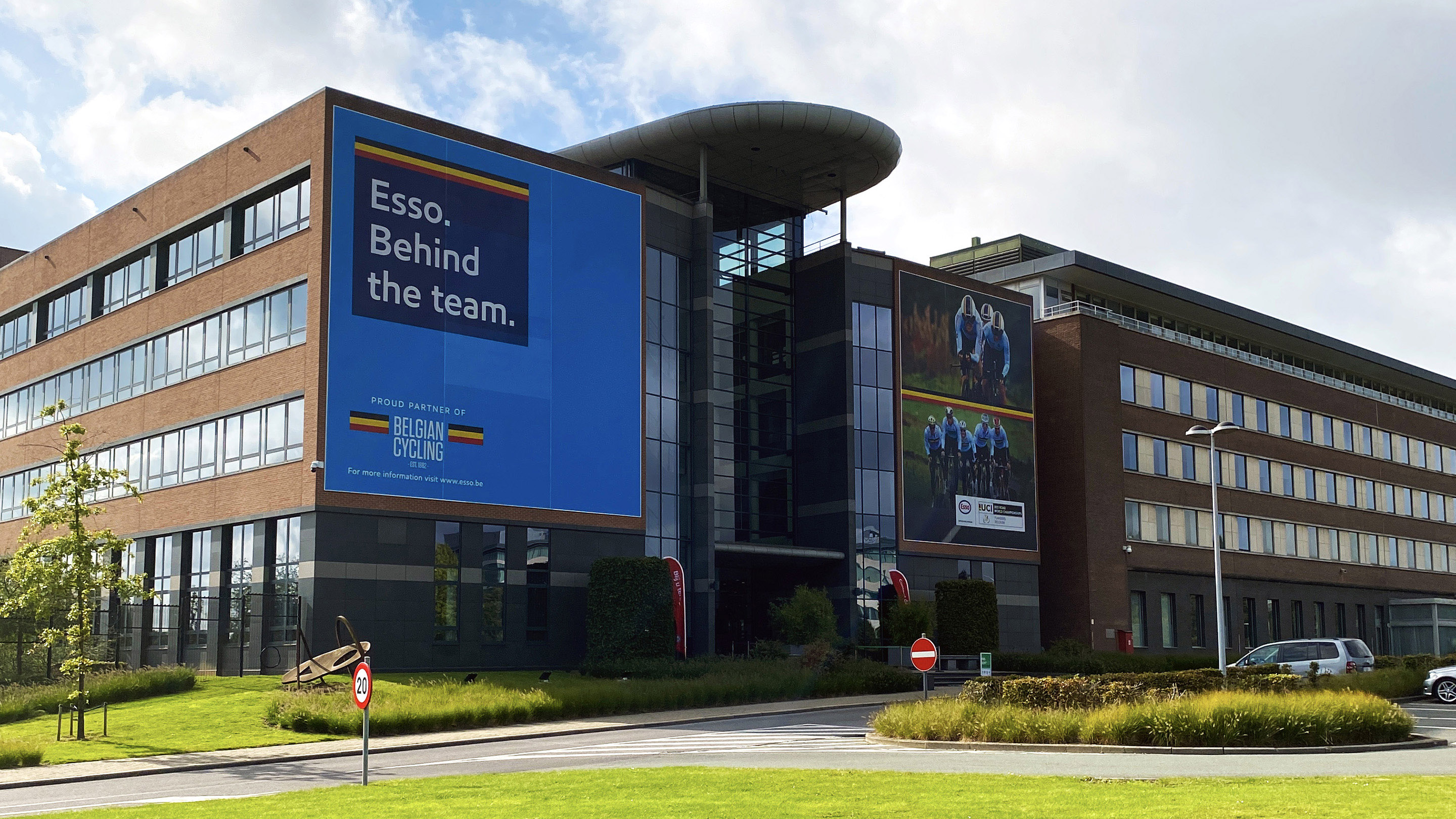 Brussels office with cycling campaign banners