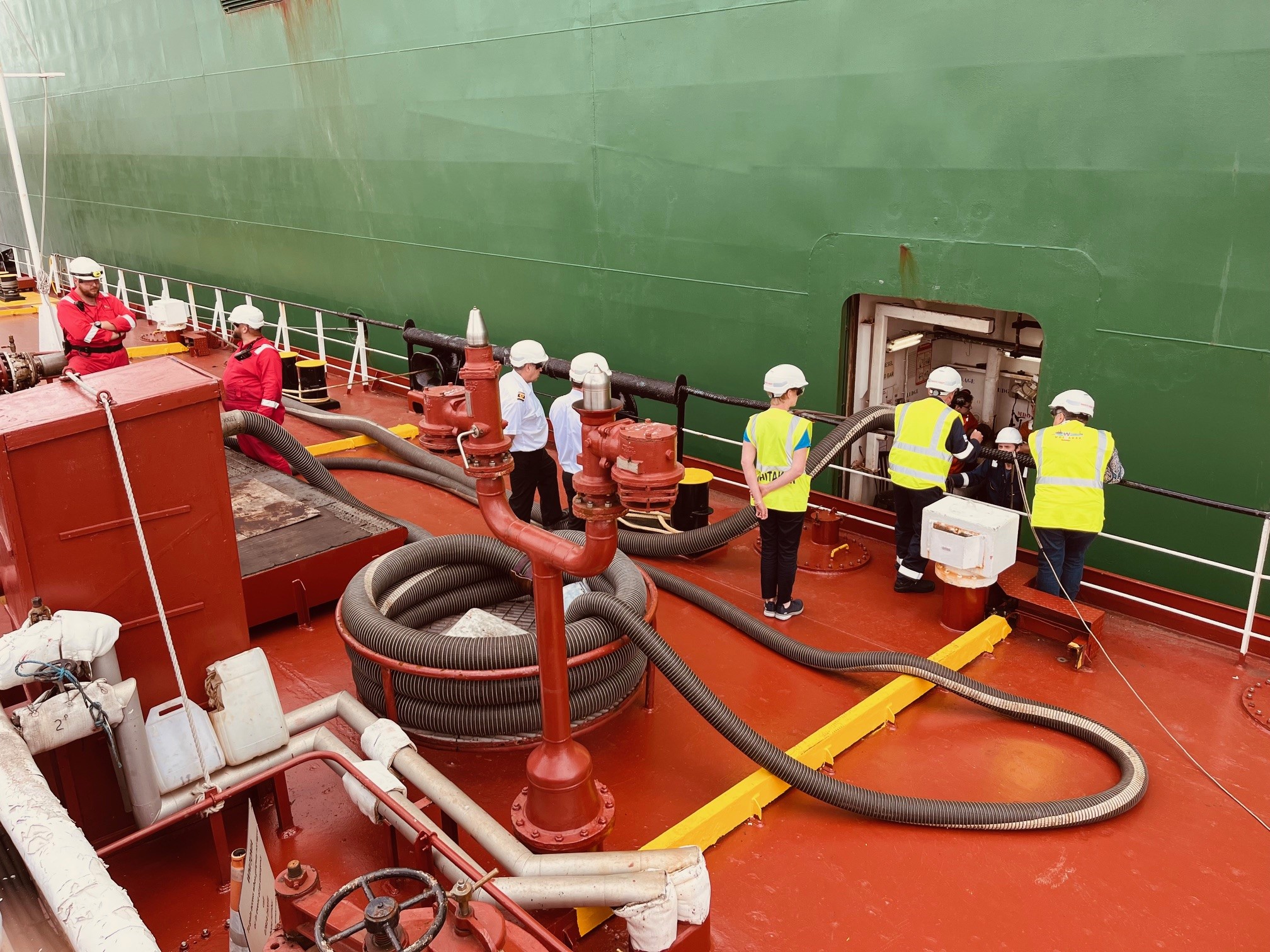 Anvil Point biofuel delivery on barge maindeck